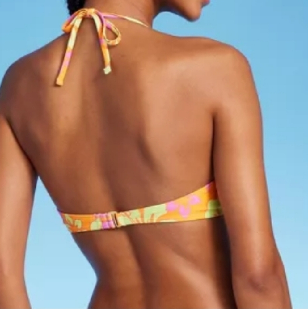 Women's Scoop Front Bralette Bikini Top - Wild Fable Size Small Bright Colors - Picture 2 of 7